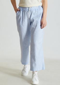 Голубые брюки Sportalm из смеси хлопка и льна, фото